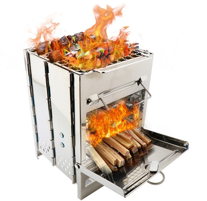 Discover the Ultimate Portable Folding Steel Wood Burning Camping Stove