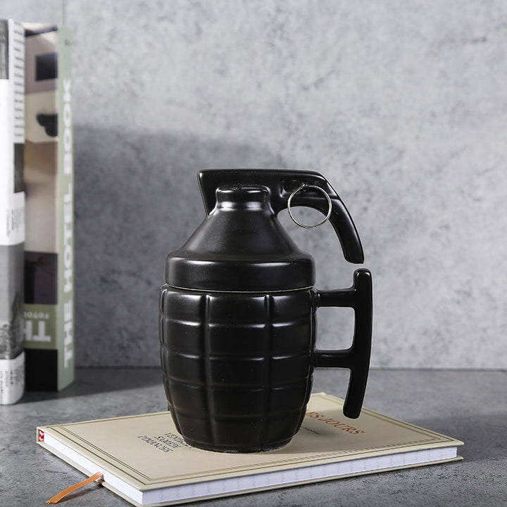 Grenade Style Ceramic Coffee Mug With Lid